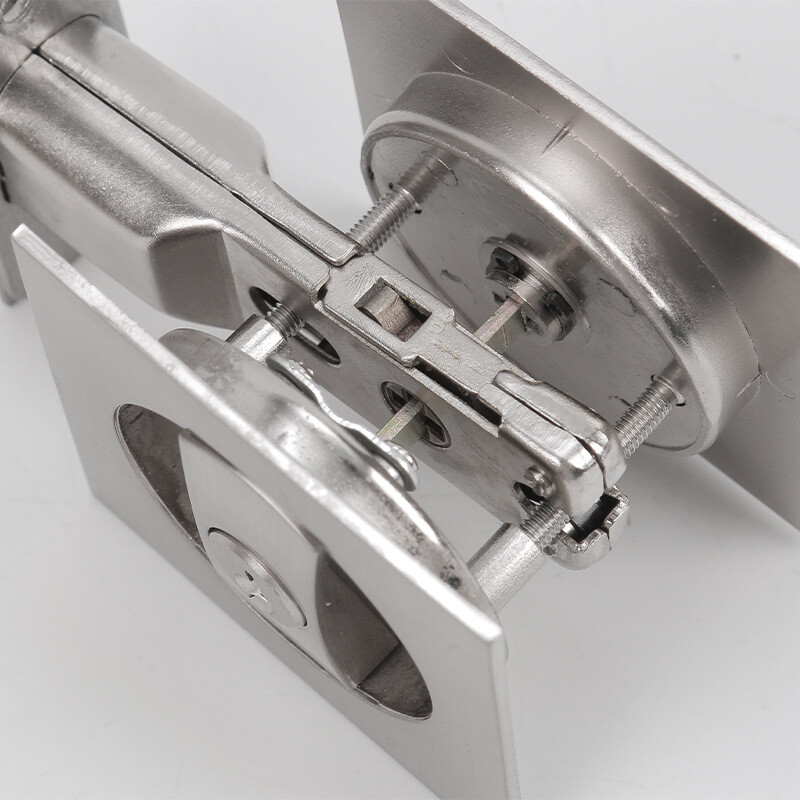 Pocket Door Lock with Key, Square Sliding Barn Door Lock Latch Recessed Silvery gallery