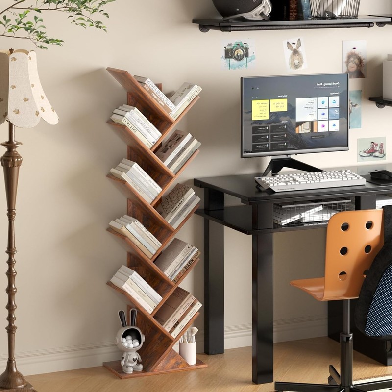 Art Deco 10-Tier Tree Bookshelf - Freestanding Storage Solution for All Rooms gallery
