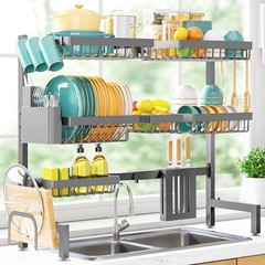 XX-Large Over-Sink Dish Drying Rack – Adjustable 3 Tier Stainless Steel Storage