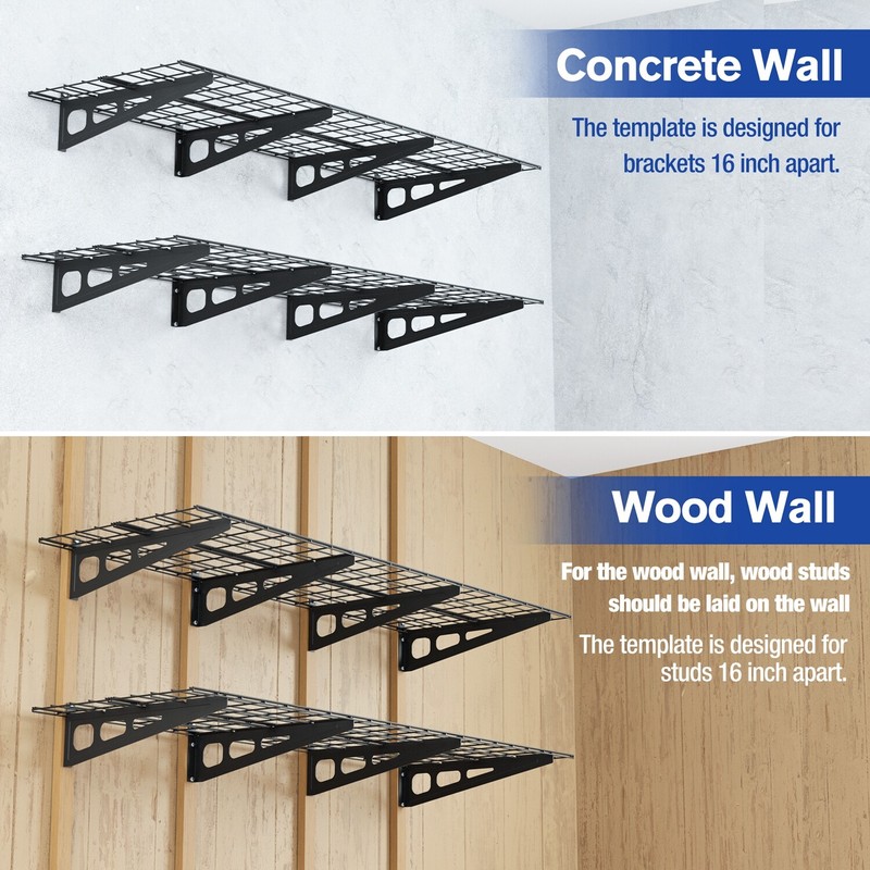 WORKPRO 2PCS 2x6FT Garage Wall Shelving 72"*24" Heavy Duty Wall Mounted Shelving gallery