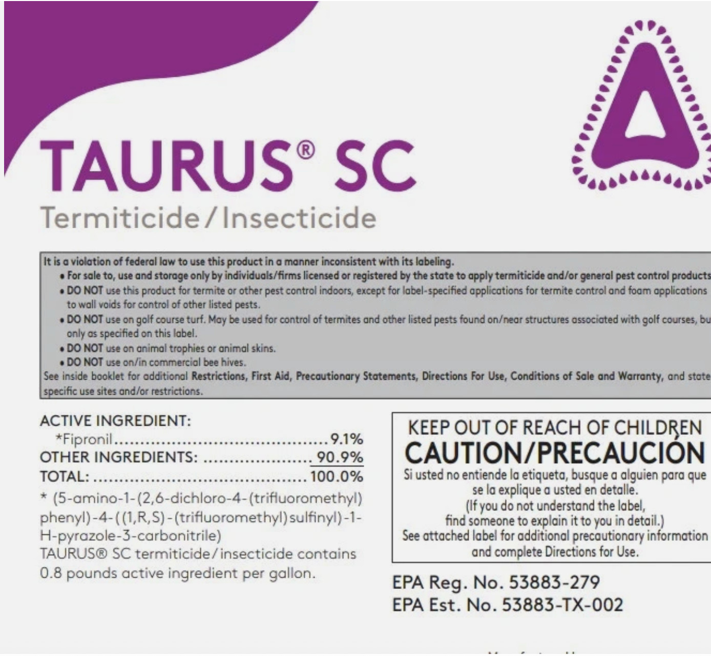Taurus SC Termiticide Termite Spray Generic Termidor NOT FOR:CT,NY,IN,MA,MN,SC,K gallery