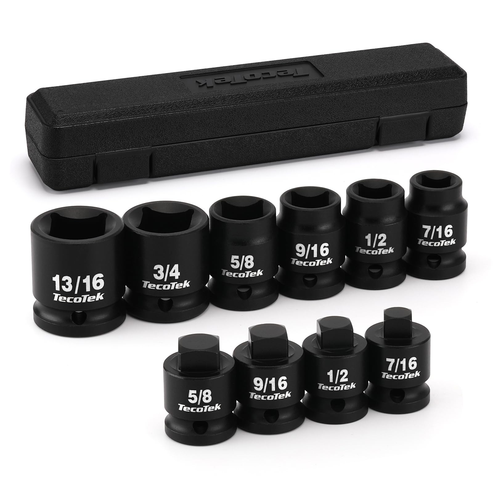 TecoTek 1/2" Drive Pipe Plug Socket Set, Square Drive Socket, 10-Piece, SAE, 4 gallery