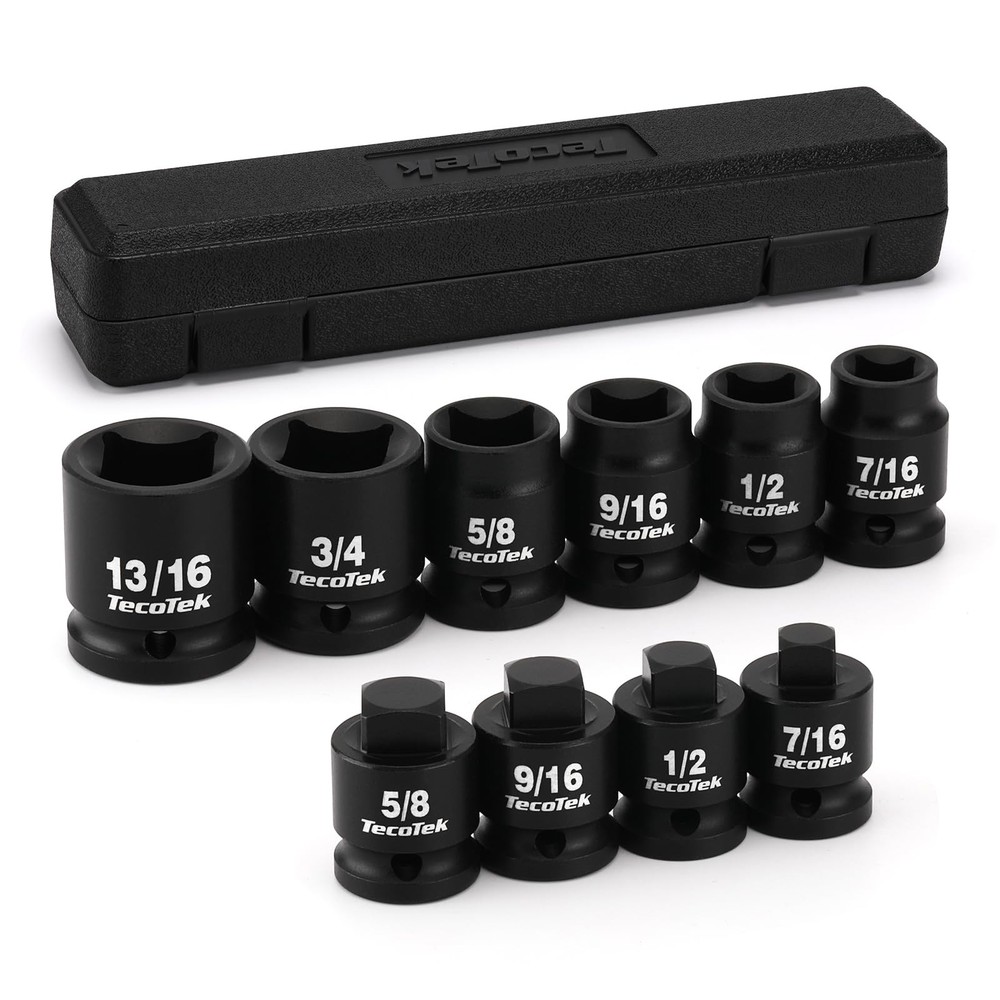 TecoTek 1/2" Drive Pipe Plug Socket Set, Square Drive Socket, 10-Piece, SAE, 4