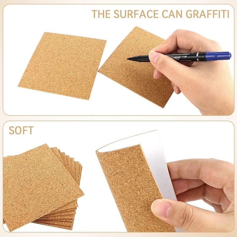 10 Pack Sheets Cork Coasters 4" Self-Adhesive Mats for DIY Coasters Craft Access gallery