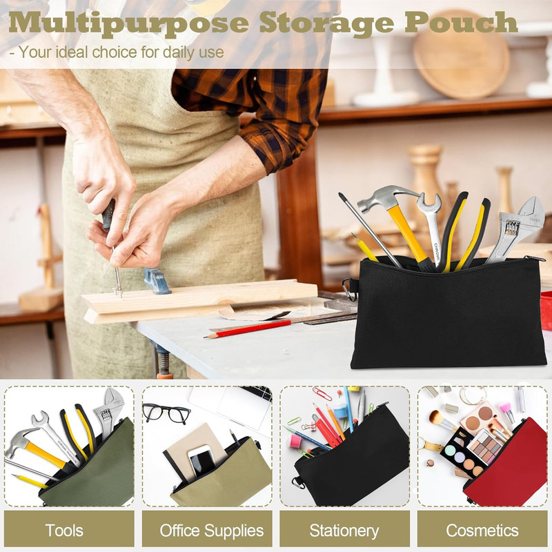 4 Pack Tool Bag, Premium Tool Pouch Zipper Bag, 12" Tool Pouch with Zipper, Mult gallery