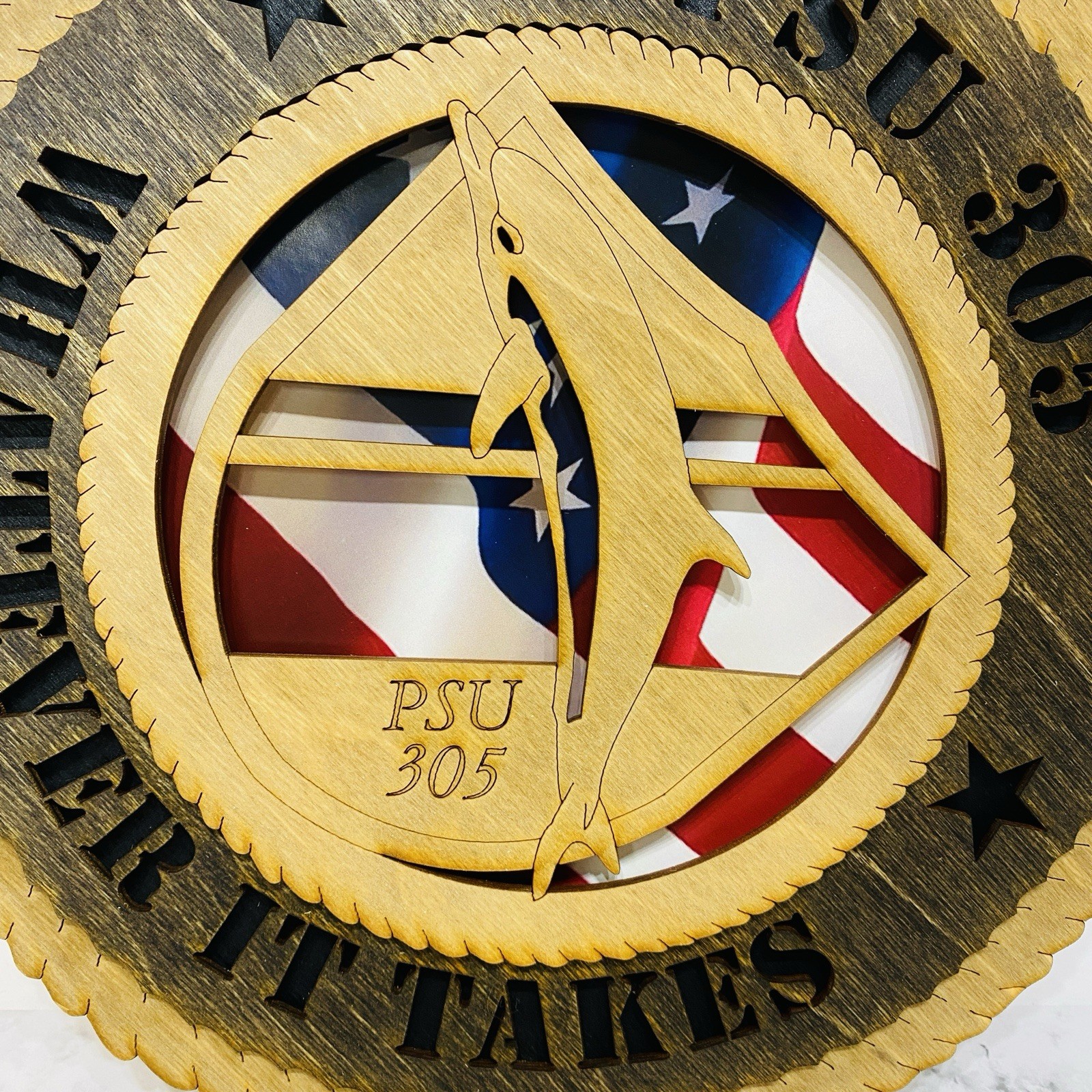 PSU 305 Whatever It Takes Handmade Round Laser Cut Wood Sign NEW Coast Guard gallery