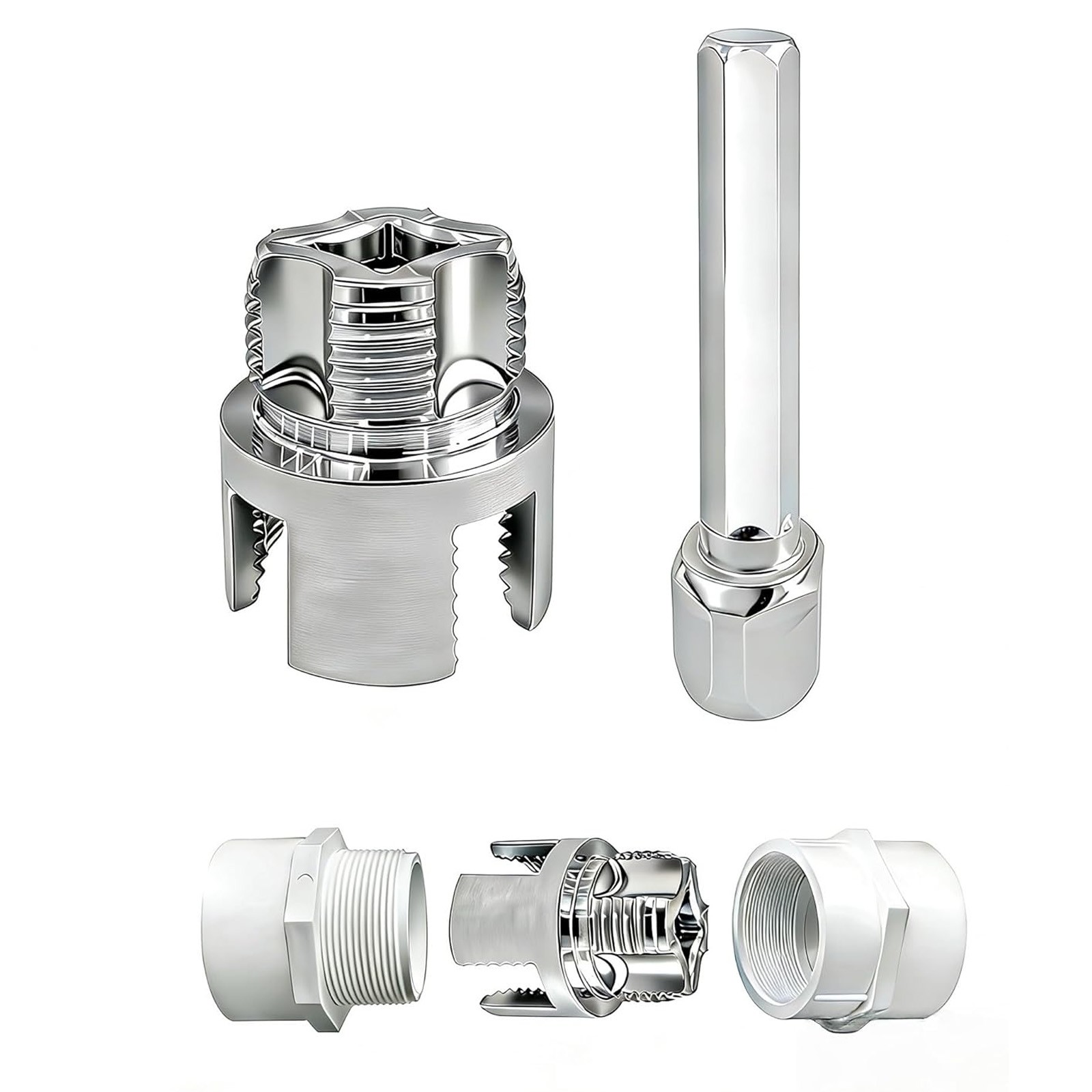 1 Inch PVC Pipe Threader Kit–Internal & External Threading Tool for Plastic Pipe gallery