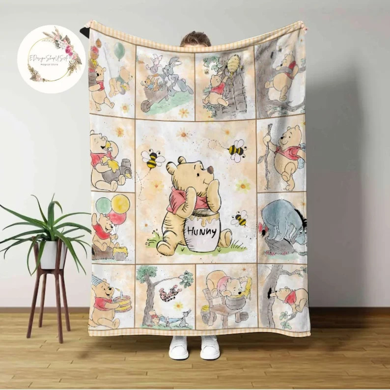 Personalized Watercolor Bear Friends Flannel Blanket Custom Name Gift gallery