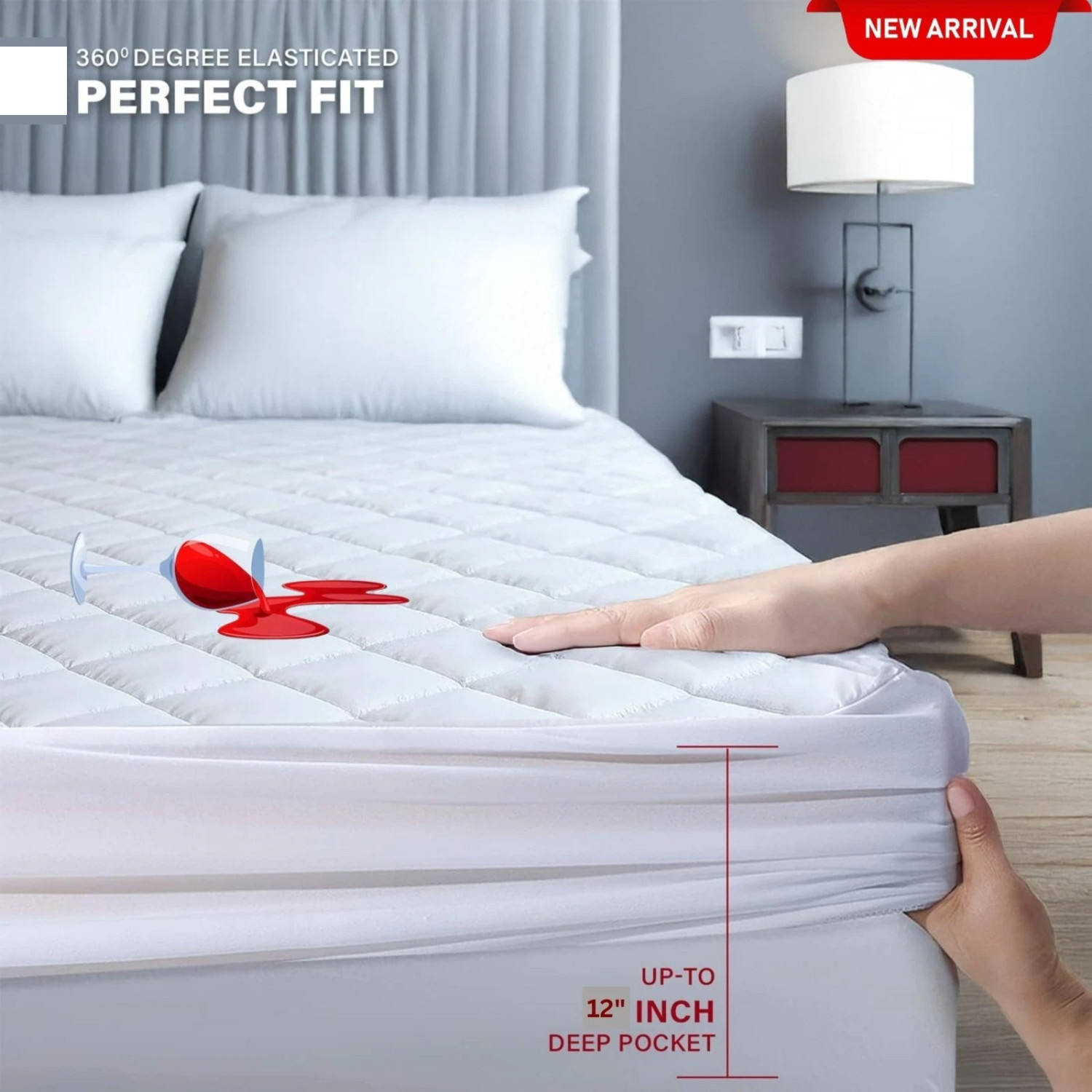 EXTRA DEEP QUILTED WATERPROOF MATRESS MATTRESS PROTECTOR FITTED BED COVER gallery