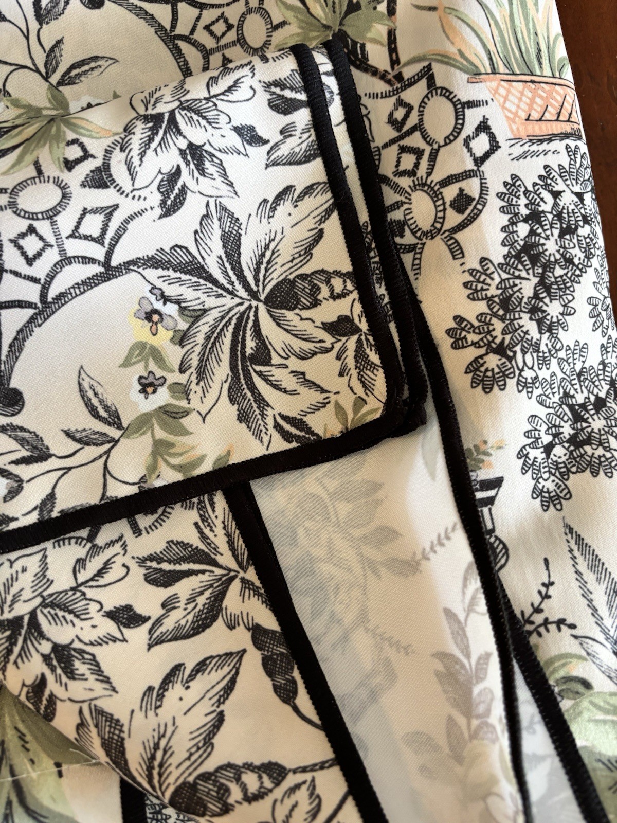 Anatara 2 pc Window Curtains Asian Toile Jungle Tigers Birds ea 37" x 96" New gallery