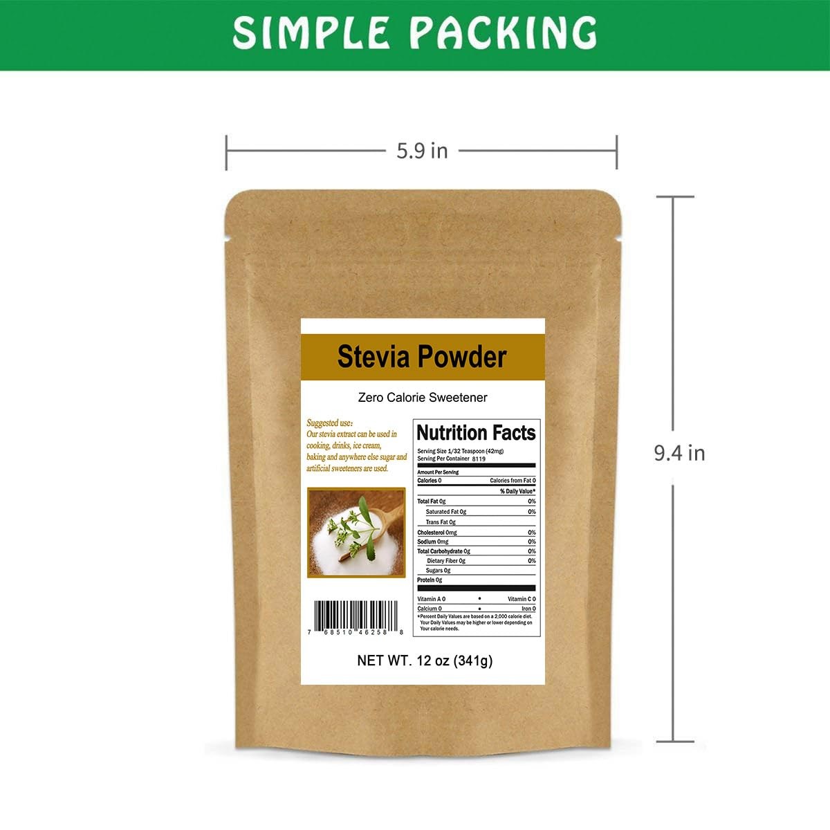 CCnature Stevia Powder Extract Natural Sweetener Zero Calorie Sugar Substitut... gallery
