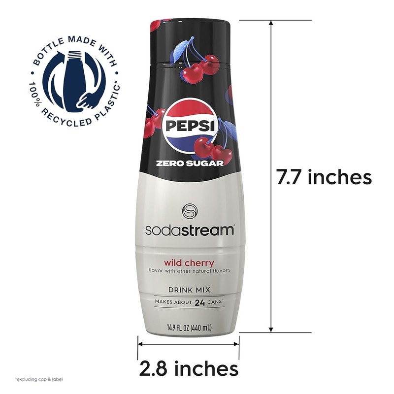 SodaStream Pepsi Wild Cherry Zero Sugar Drink Mix 14.9 Fl Oz Pack of 4 Exp 9/26 gallery