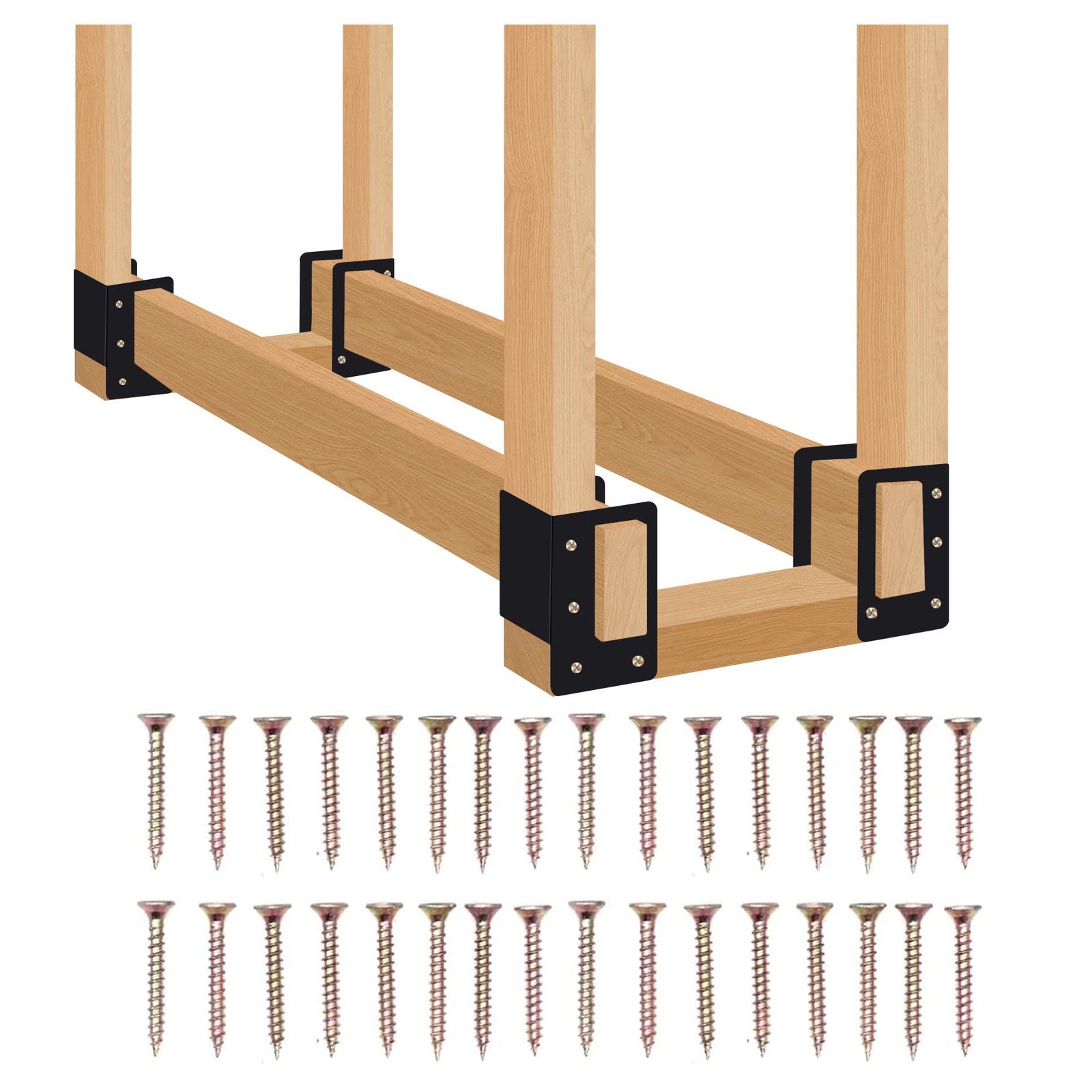 4 Pack Firewood Log Storage Rack Bracket,Indoor Outdoor Adjustable Heavy Duty gallery