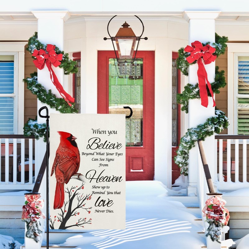 Cryfox Winter Cardinal Garden Flag Religion Decorative Yard Flag for Garden P... gallery