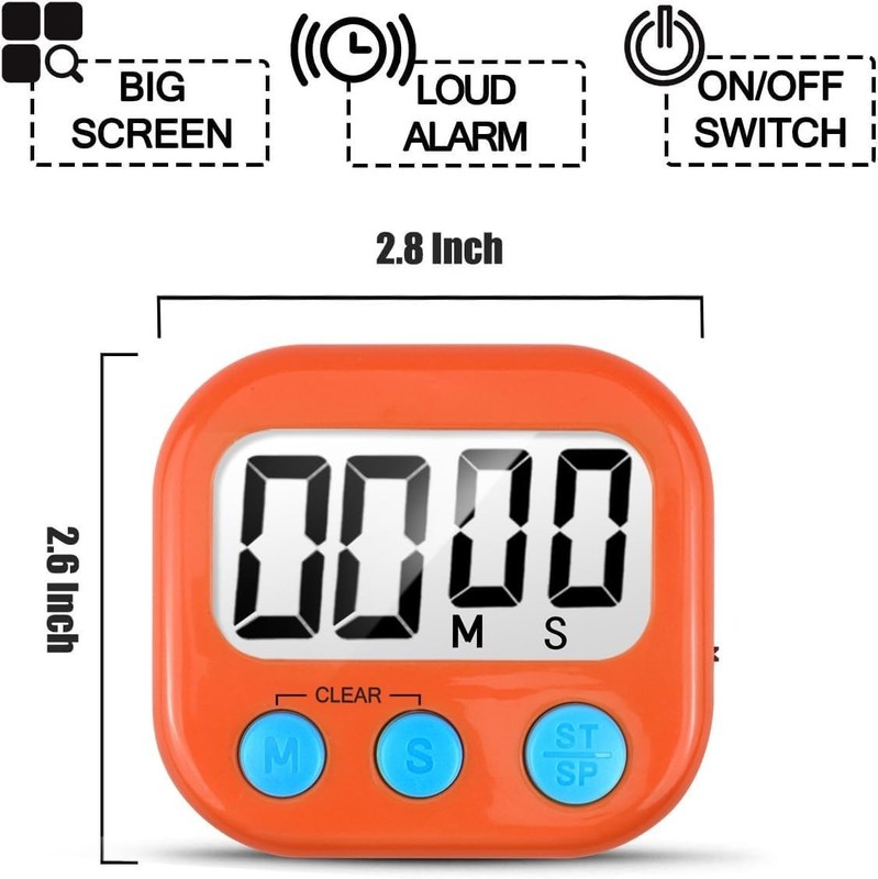 2 Pack Digital Kitchen Timer for Cooking Big Digits Loud Alarm Magnetic Backi... gallery