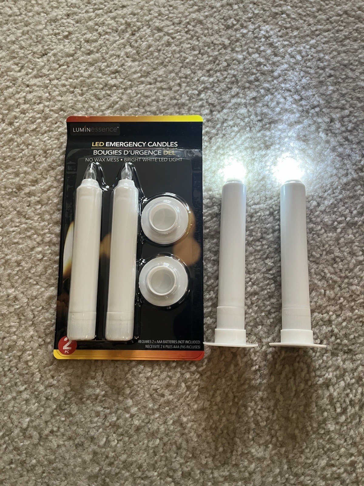 2/Pk x2 (4candles) Emergency LED Candles 5in' 200 Hours Requires Batteries AAA gallery