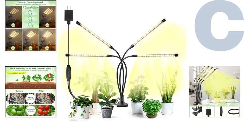 Space-Saving Tabletop LED Grow Lights - 4 Light Sources with Dimmer Control gallery