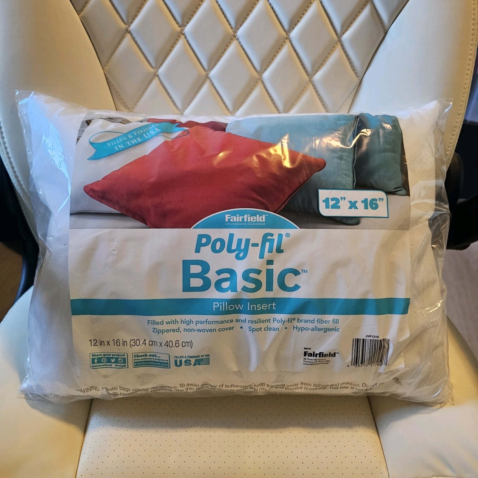 NEW Fairfield Poly-Fil Basic Pillow Insert 12" X 16" Rectangular Zipper gallery