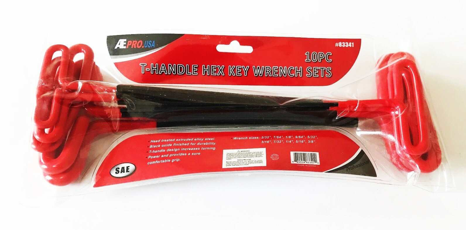 10pc ATE PRO T-HANDLE HEX ALLEN KEY WRENCH SET SAE 3/32" - 3/8" W/ CASE 83341 gallery