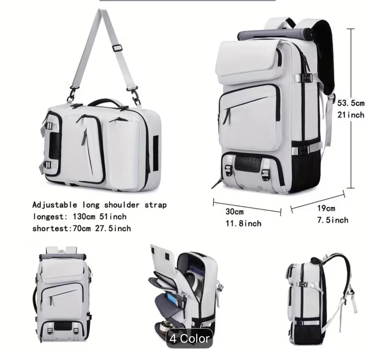 Large Green Hiking Backpack Multi-Layer Storage Shoe Compartment Laptop Sleeve 4