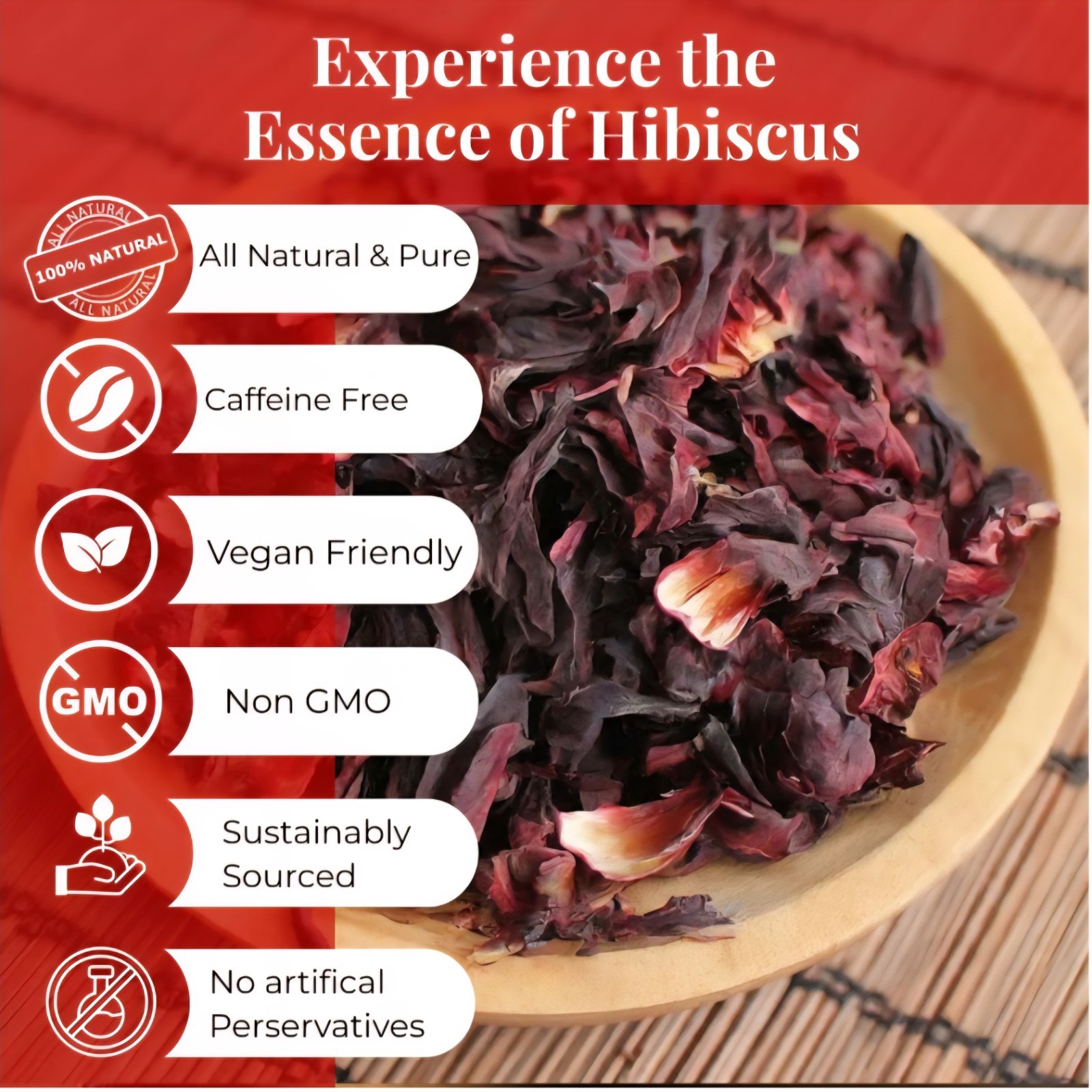 1 lb 100% Premium Dried Hibiscus Flowers/ 1 lb 100% calidad Flor Jamaica Seca gallery