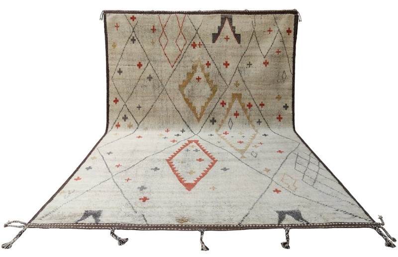 Modern Moroccan Berber Rug. 100% Wool. Beige Beni Ourain Design Carpet gallery