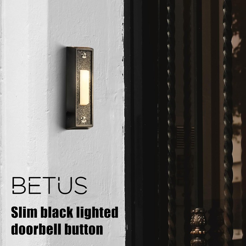 Betus LED Lighted Doorbell Button - Rectangular Wall Mounted Door Push Buttons gallery