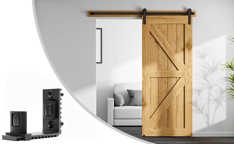 1PACK Upgraded Adjustable Wall Mount Floor Guide for Sliding Barn Door Hardware gallery