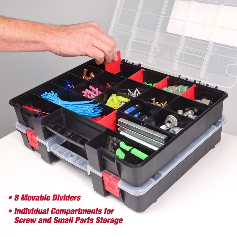 Stackable Organizer W/ 17 Compartments Customizable Dividers Small Parts Storage gallery