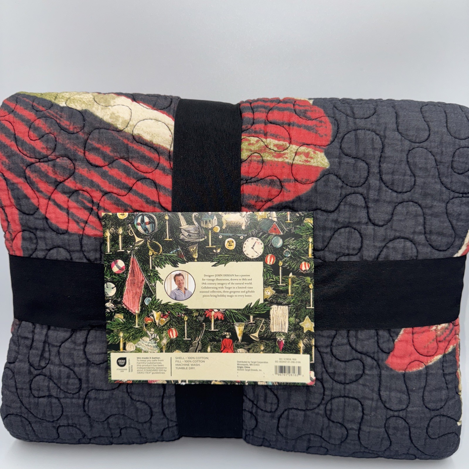 John Derian Company Quilted Throw Blanket 50x70” Target Holiday Floral NWT gallery