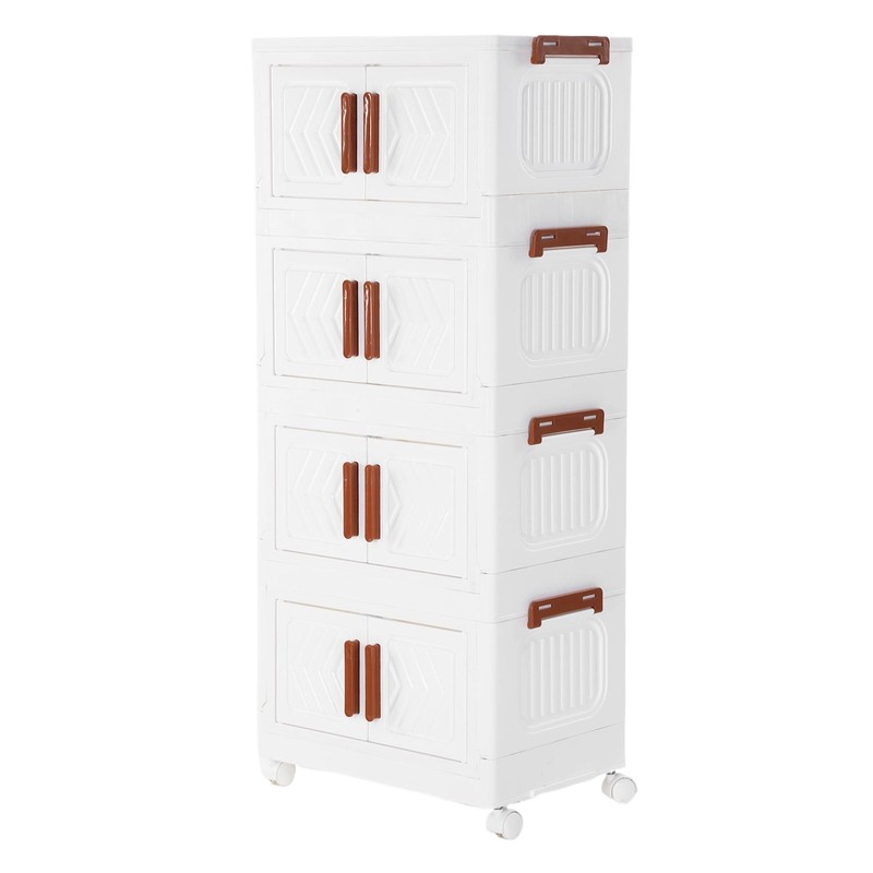 4 Tier Stackable Storage Bins with Lids Doors Wheels Storage Drawer gallery