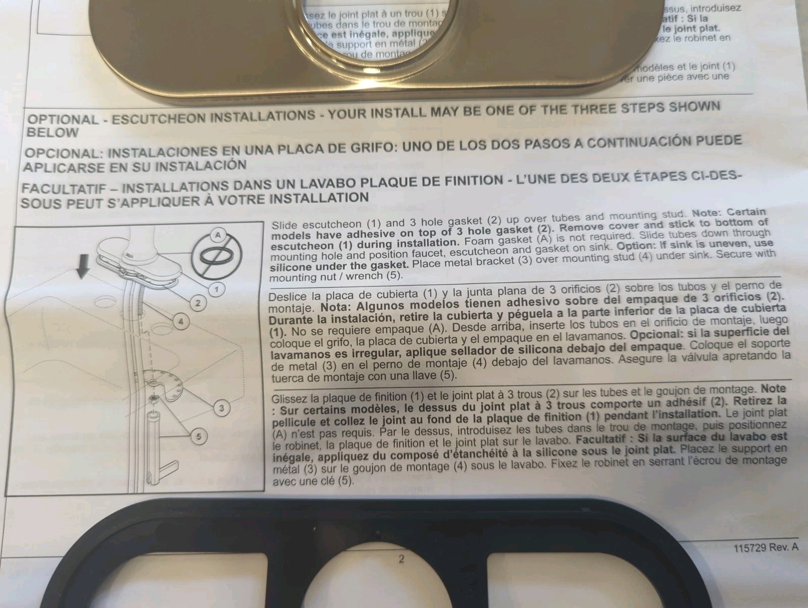 NEW Delta RP102057PCPR Escutcheon/Gasket in Champagne Bronze for Bathroom Faucet gallery