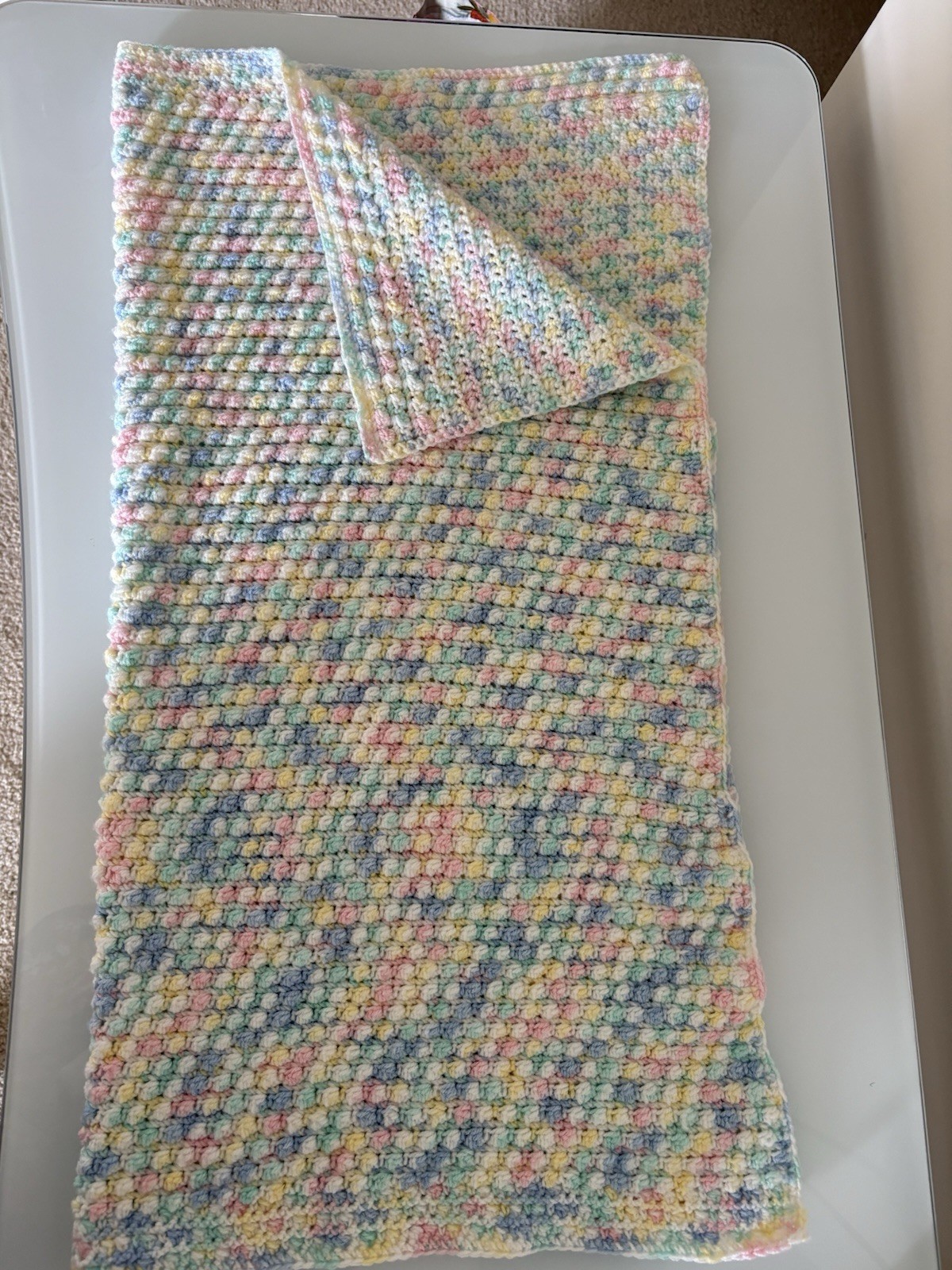 Multicolor Crochet Crib Blanket, Rectangular Unisex Baby 28 x 32 in gallery
