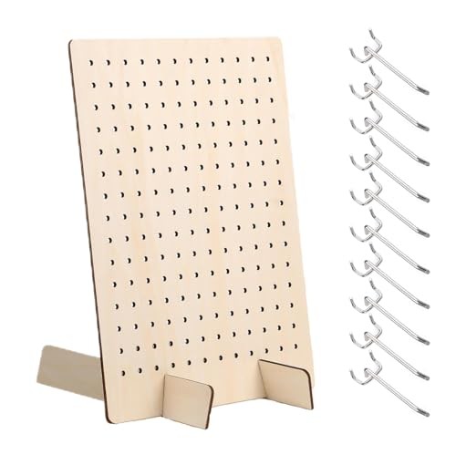 Pack Wooden Pegboard Display Stand, Retail Rack7 x3 Inches, with0 Pcs Hooks 1 gallery