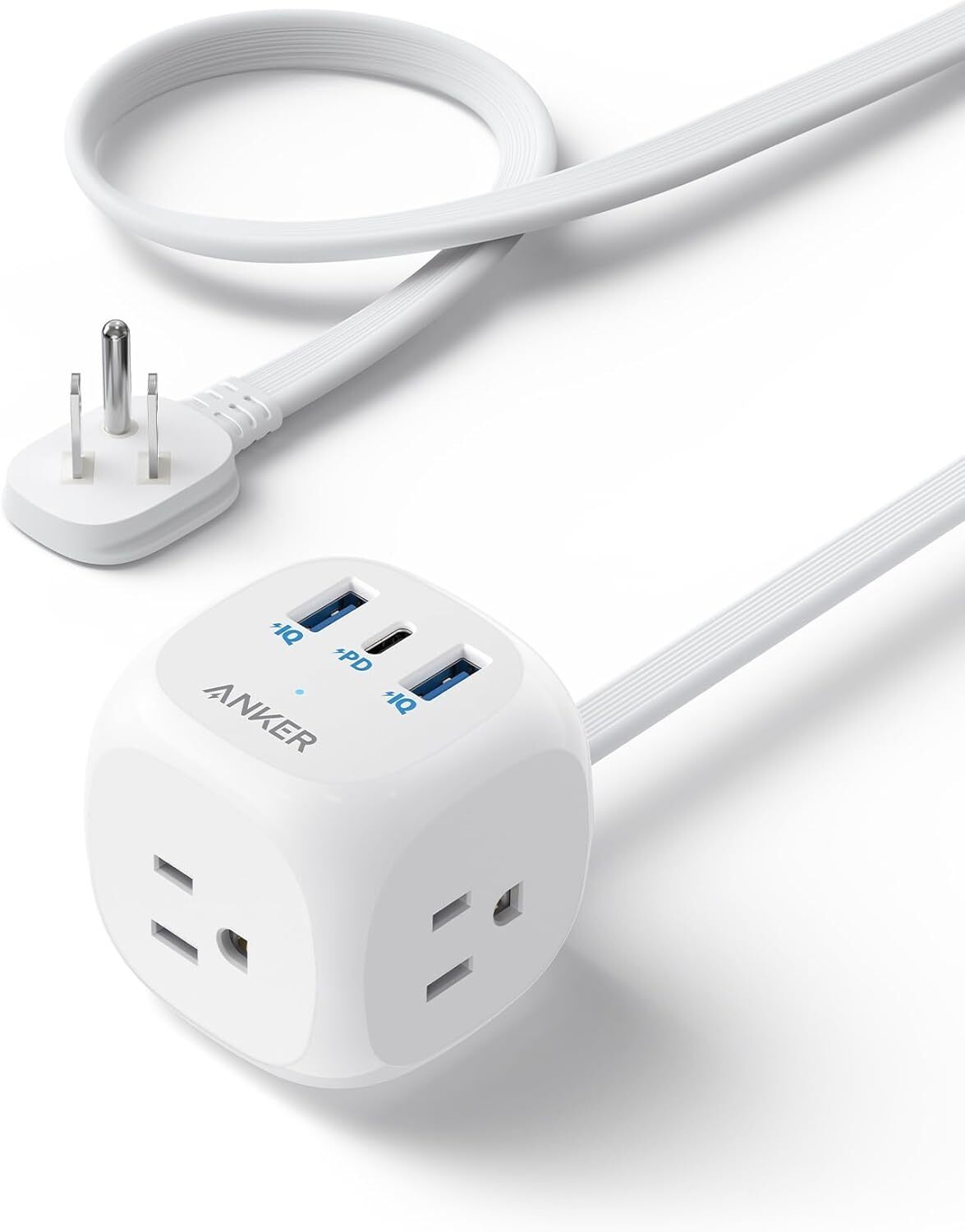 Anker 321 Power Strip Flat Plug w/ 3 Outlets Dual USB & USB-C Charging Ports 5ft gallery