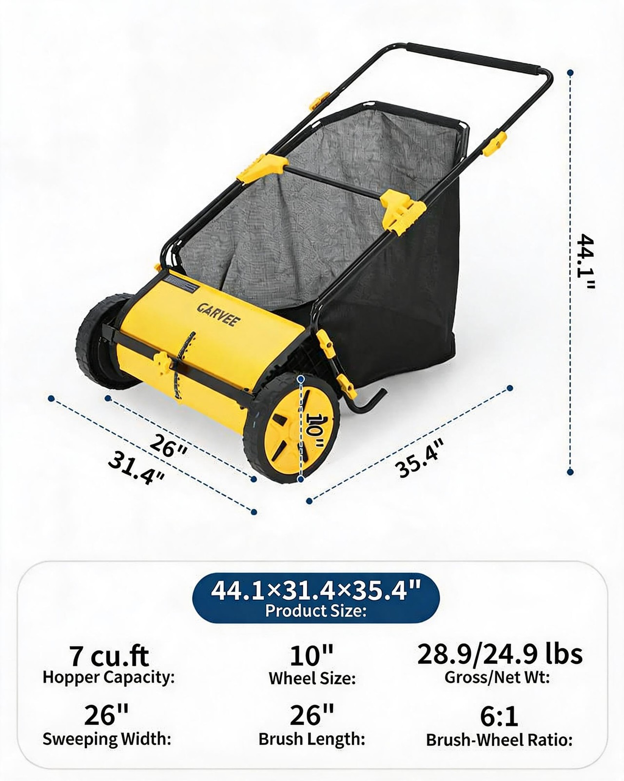 26'' Push Lawn Sweeper Manual Yard Sweeper Walk Behind 7 Cu.Ft. Leaves Collector gallery