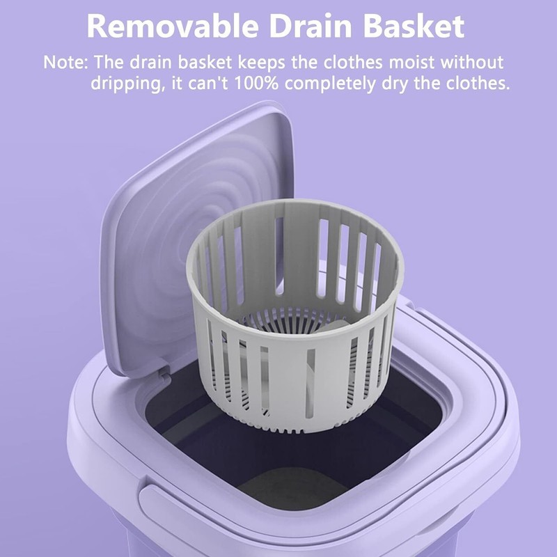 Portable Washing Machine-Mini Foldable Washer w/ Drainage Basket to Dry Travel gallery
