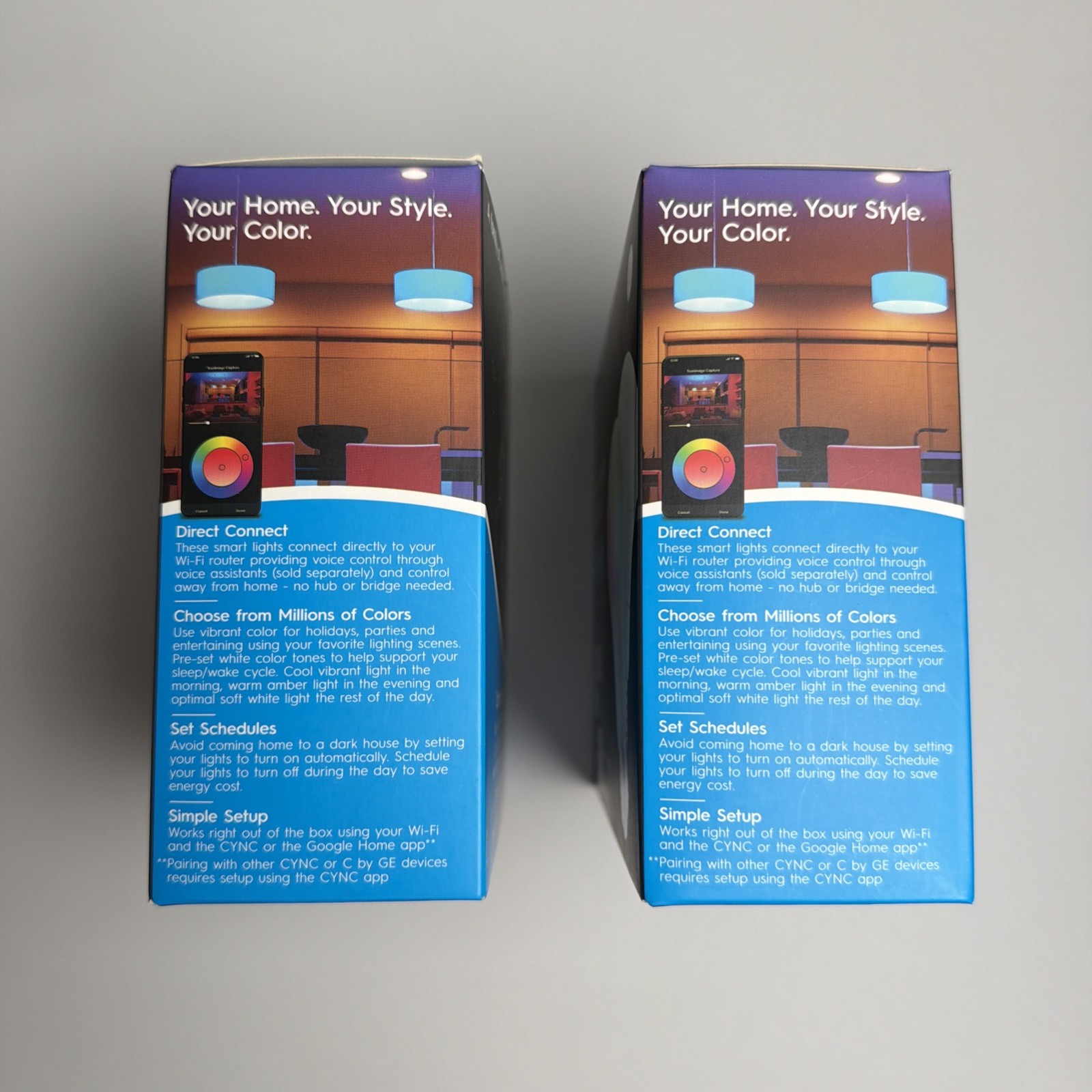 GE CYNC Full Color Smart 4 Bulbs, 2-Pack WiFi LED Light A19 No Hub Required gallery