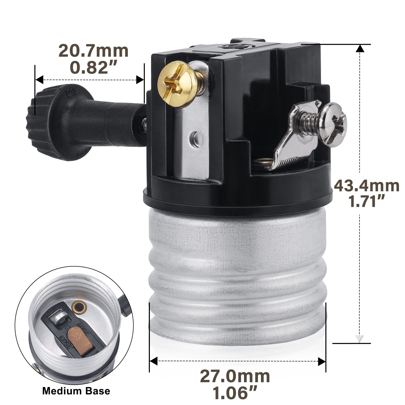 3Way Lamp Socket Replacement Aluminum E26 250W 250V 2 Packs for Lamp Repair gallery