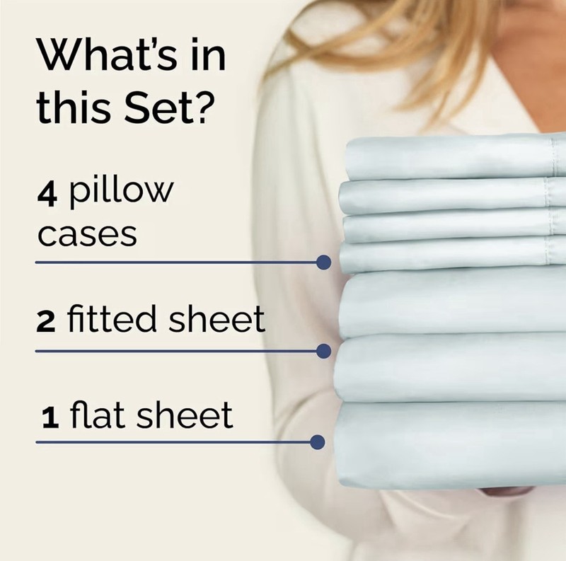 CGK SPLIT KING 7 piece sheet set, soft brushed microfiber, Ice Blue gallery