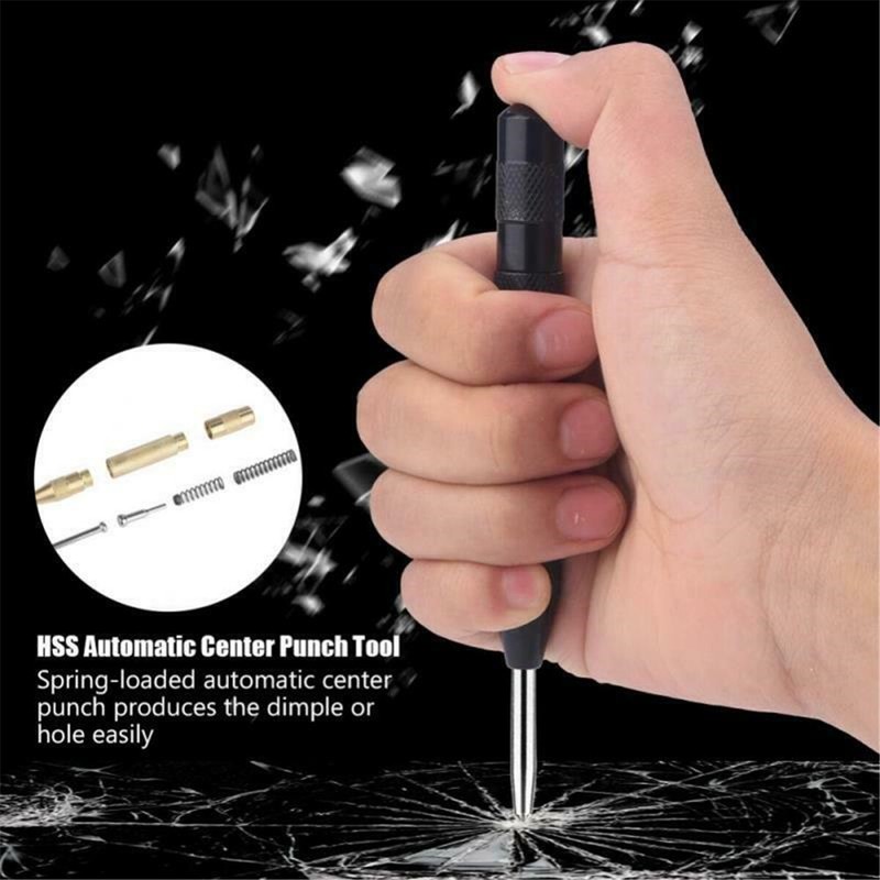 4X Automatic CENTER PUNCH Tool Adjustable Spring Loaded Super Strong Metal Drill gallery