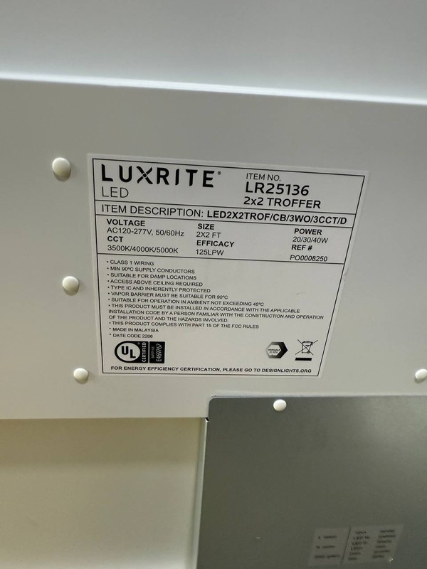 2 pack - Luxrite LR25136 20W/30W/40W LED Dimmable Fixture 2x2 gallery