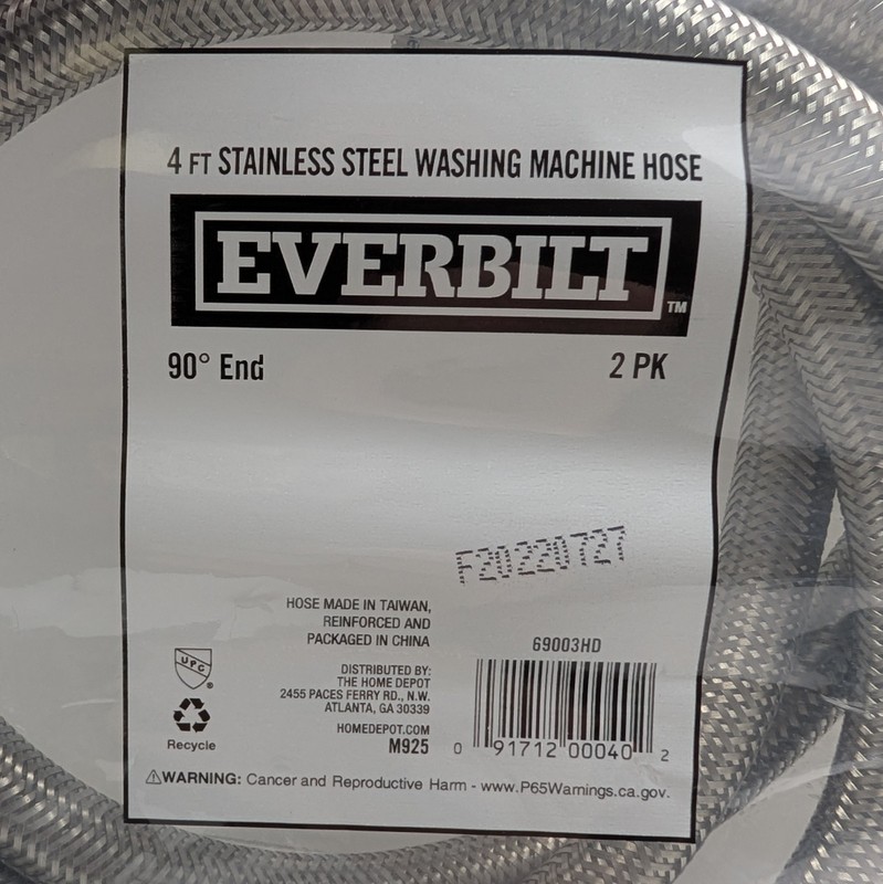 Everbilt 4 ft. Polymer Coated Stainless Steel Washing Machine Connector (2-Pack) gallery