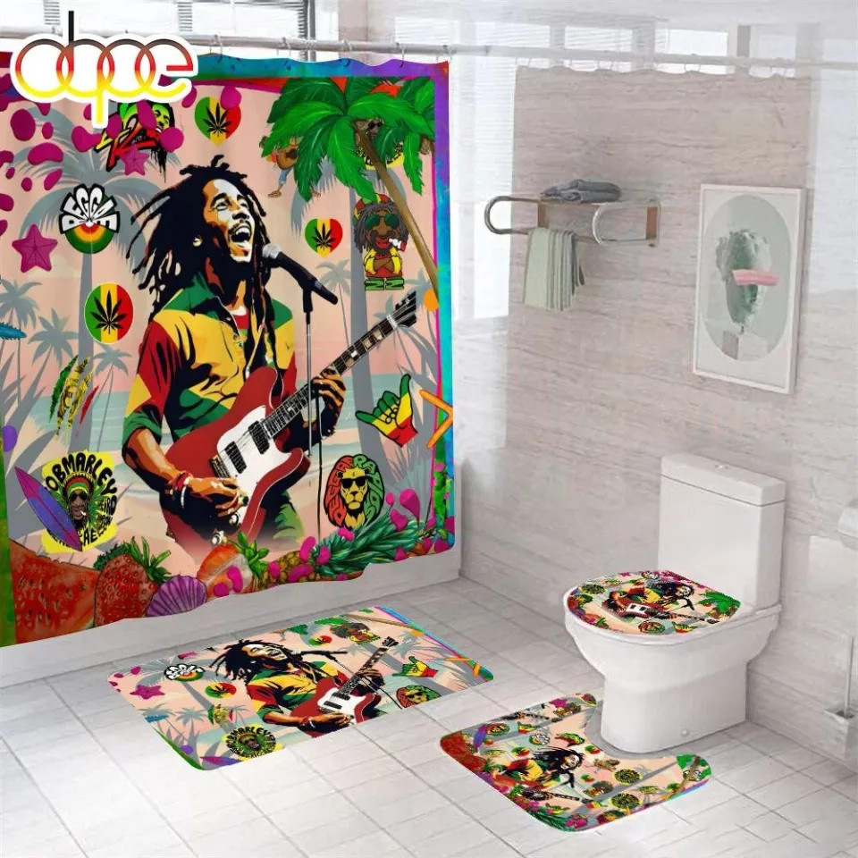 Perfect Music Theme Bob Marley Print Bathroom Sets or Shower Curtain. gallery