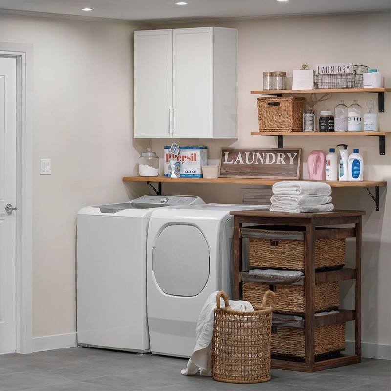 Wall Storage Cabinets, with Two Shaker Doors and Adjustable Shelf, White gallery