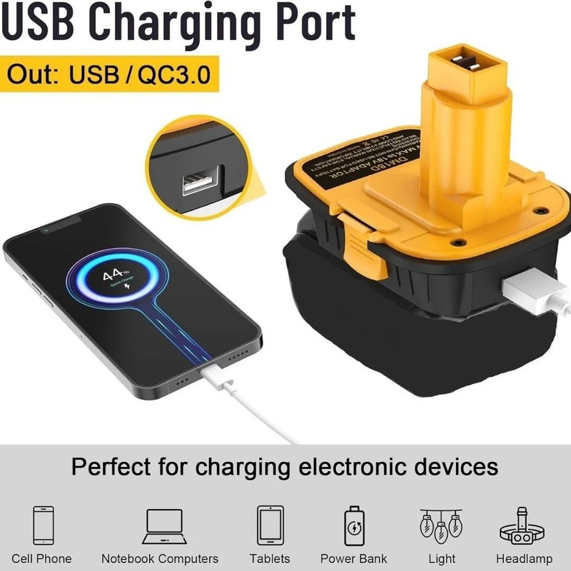 1 Pc Battery Adapter with USB Compatible with Dewalt 20V Battery,20V to 18V gallery