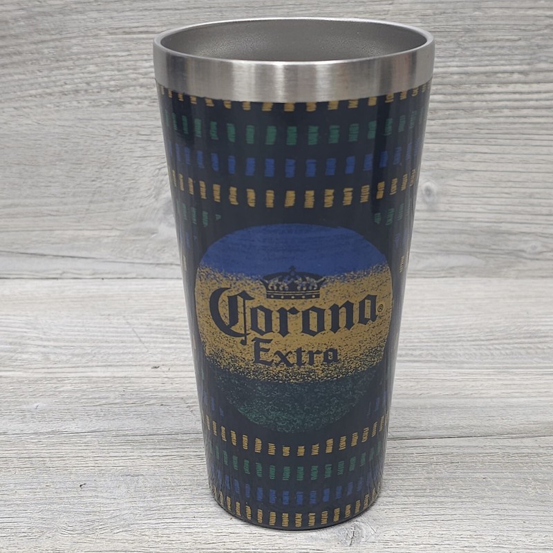 2 Pc Corona Extra 16oz Metal Double Walled Pint Glass Tumbler Man Cave Beer Bar gallery