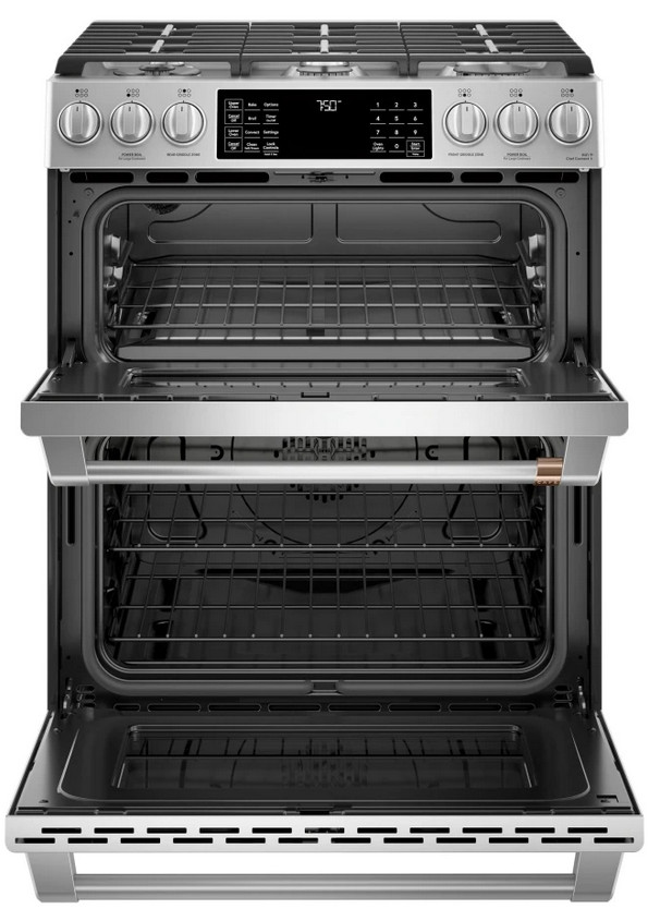 Cafe 30 Inch Slide In Gas Range with Convection Double Door ,Griddle CGS750P2MS1 gallery