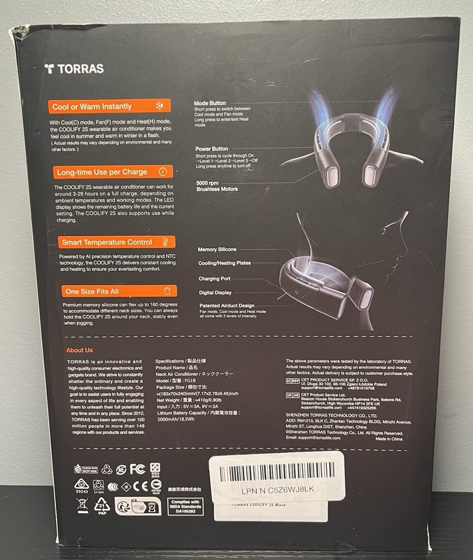 TORRAS Coolify 2S [28H Ext. Battery Version] Neck Air Conditioner,Portable, Used gallery