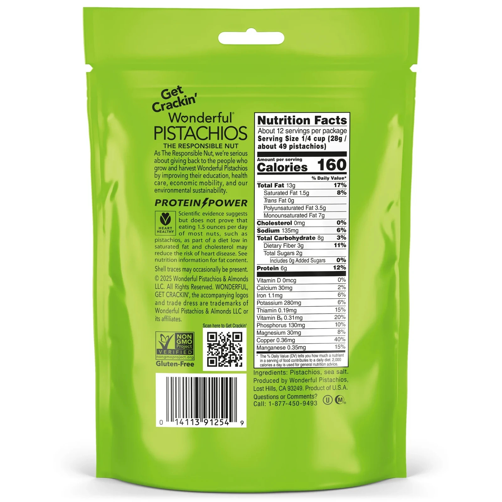 Wonderful Pistachios No Shells Roasted & Salted Nuts 12 Ounce Resealable Bag !! gallery